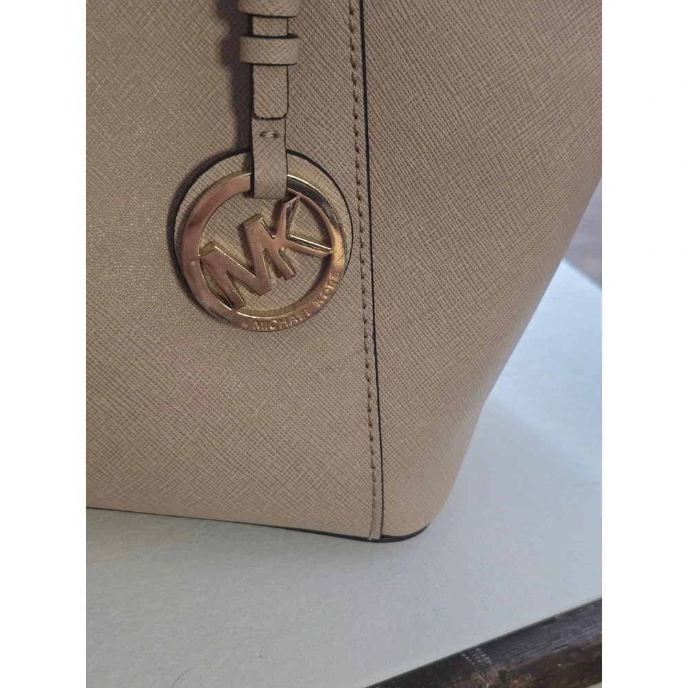Michael Kors Large Saffiano Leather Tote Bag Powder Blush Pink Gold Hardware